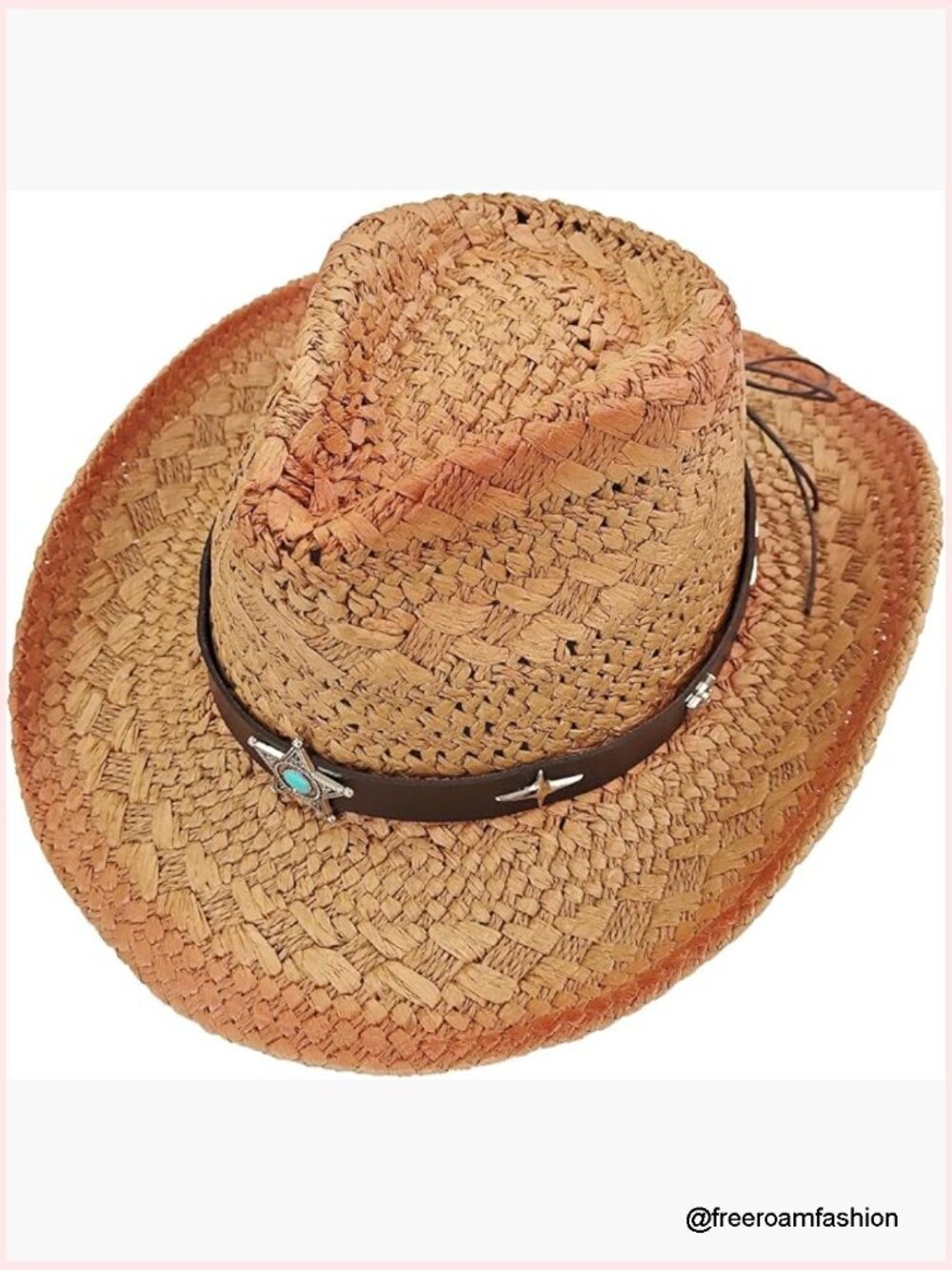 Straw Cowboy Hat Woven Papyrus Sun Hat Western Cowgirl Beach Festival Hat